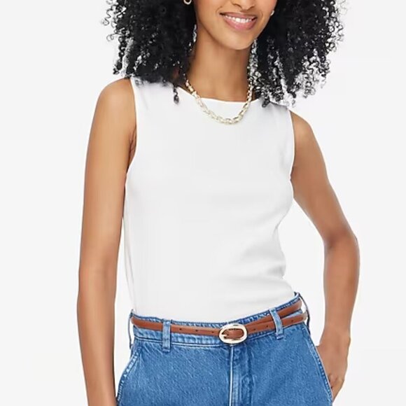 J. Crew Slim Fit Everyday Cotton Shell Tank Top White Size S NWT - Picture 1 of 7